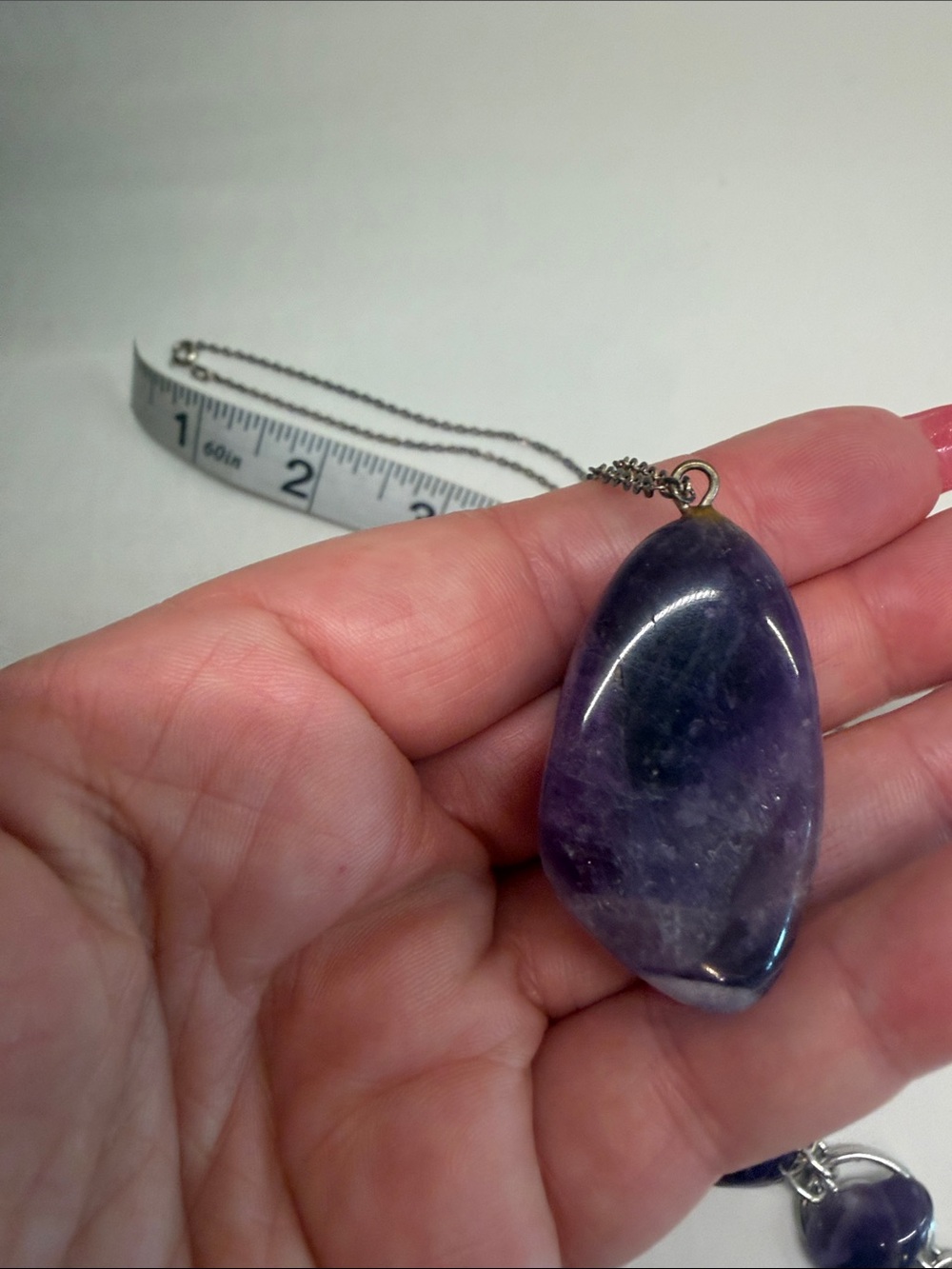 Amethyst Stone Bracelet and Pendant Set - Purple - Picture 8 of 11